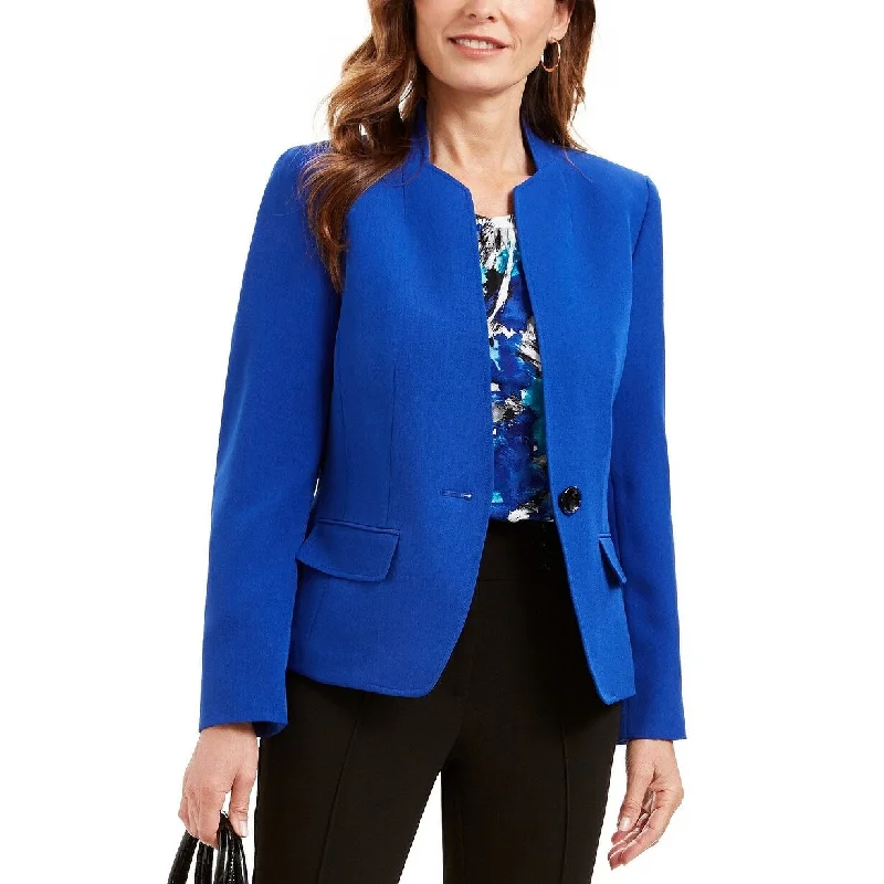 Kasper Women's Stand-Collar One-Button Blazer Sapphire Size 18