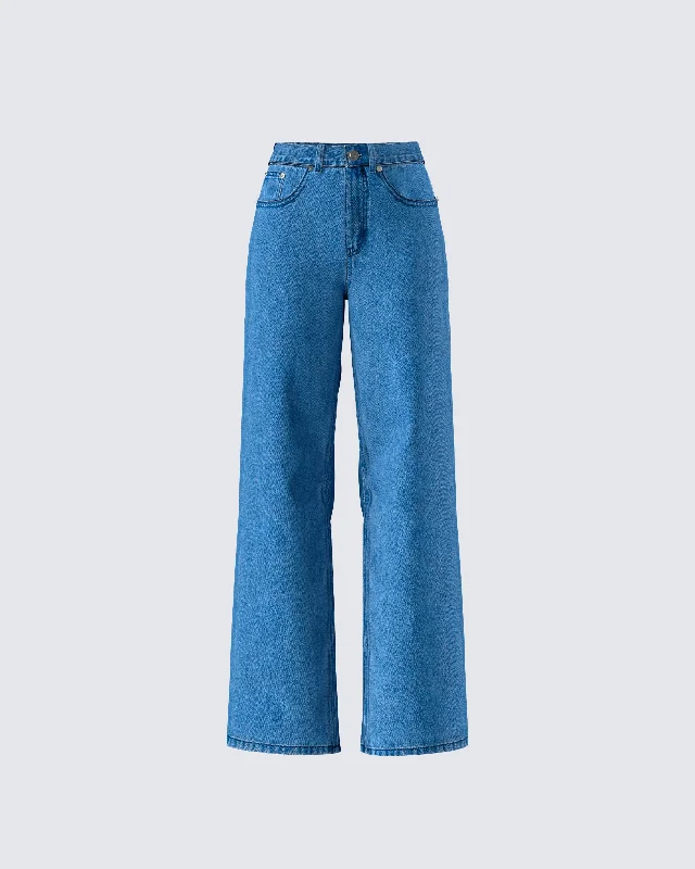 Sara Blue Denim Wide Leg Jean