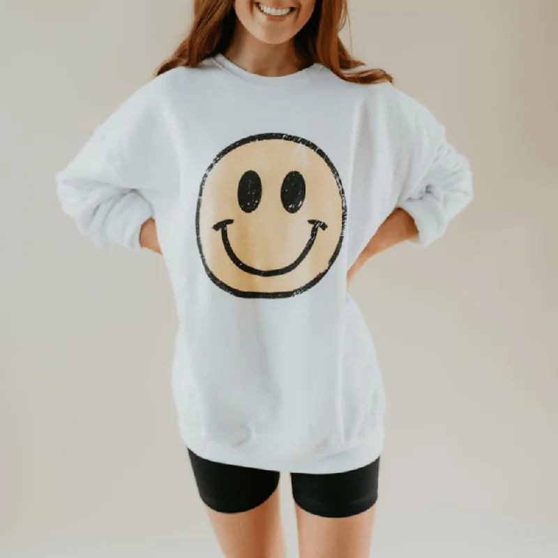 Distressed Smiley Sweatshirt