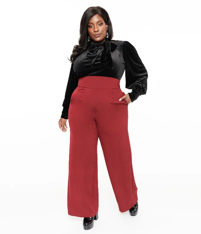 Unique Vintage Plus Size 1940s Merlot High Waist Pants