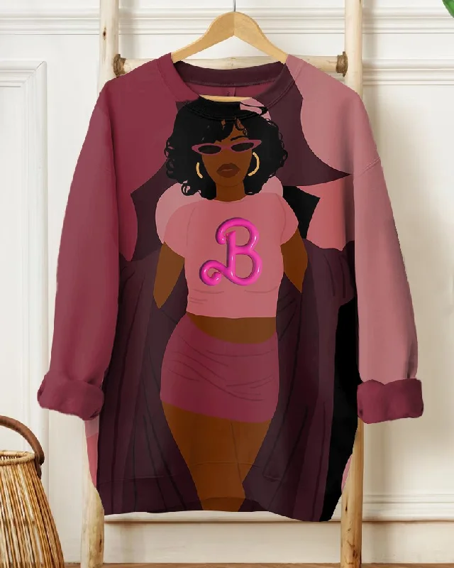 Fashion Brown Barbie Girl Long Sleeve Sweatshirt