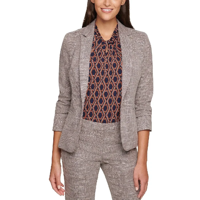 Tommy Hilfiger Women's Elbow-Patch One-Button Blazer Brown Size 12