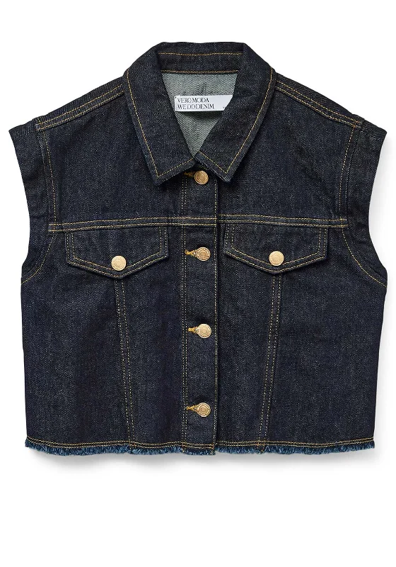 Vero Moda Tabitha Denim Waistcoat, Dark Blue Denim