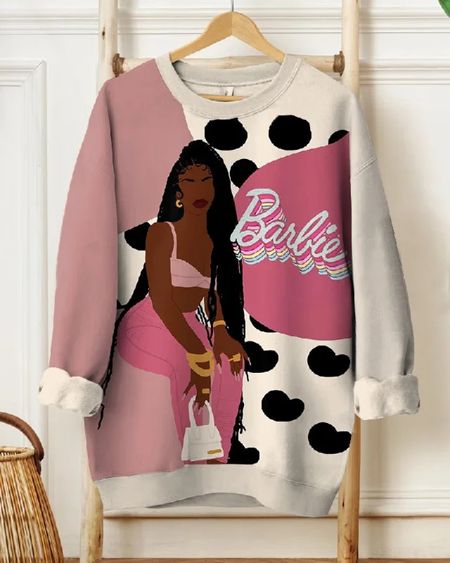 Long Braids Barbie Girl Long Sleeve Sweatshirt