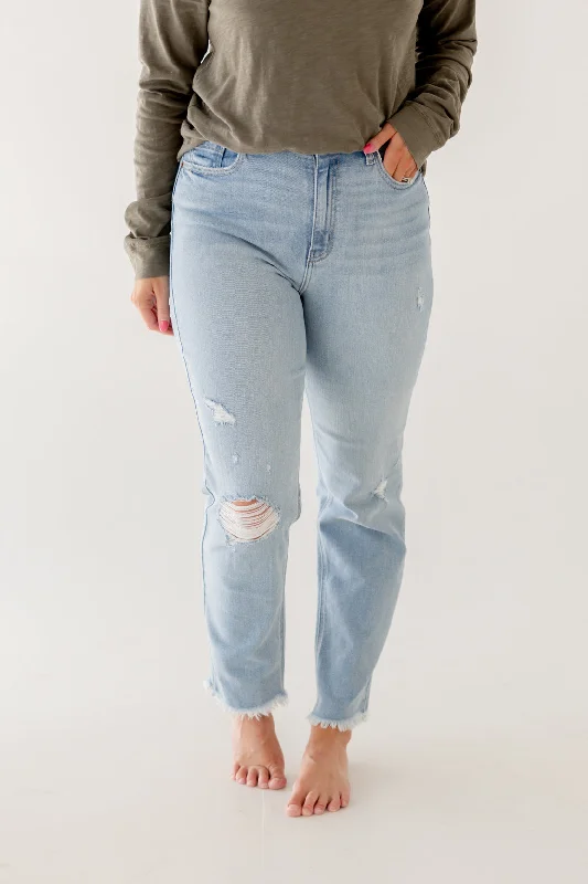 Alina High Rise Mom Jean | Light Denim