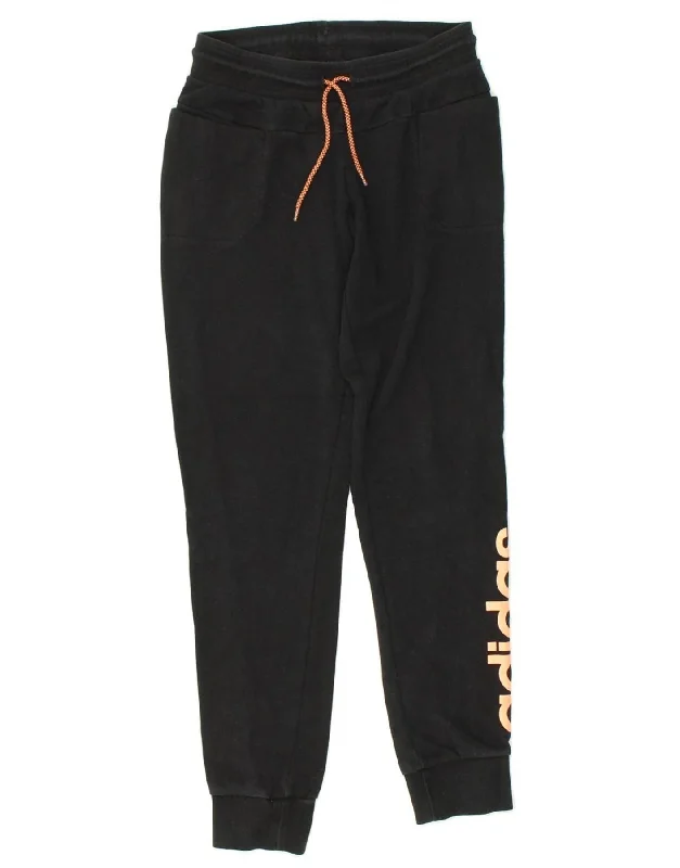 ADIDAS Womens Graphic Tracksuit Trousers Joggers UK 8/10 Small Black