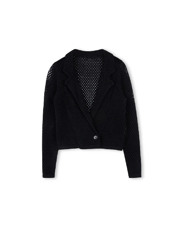 Pointelle Knit Crop Blazer