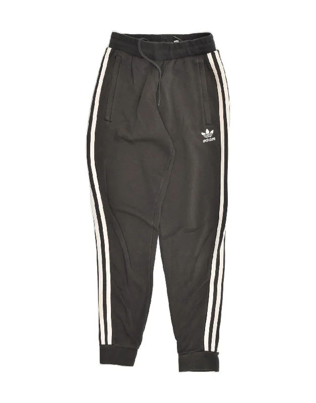 ADIDAS Womens Tracksuit Trousers Joggers UK 4 XS Grey Cotton