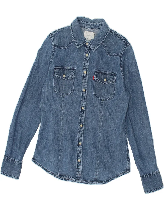 LEVI'S Womens Denim Shirt UK 6 XS Blue Cotton