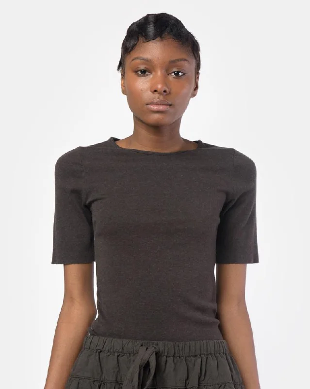 Cashmere Rib Tee in Carbon