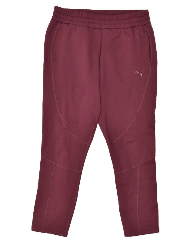 PUMA Womens Tracksuit Trousers UK 12 Medium Maroon Polyester