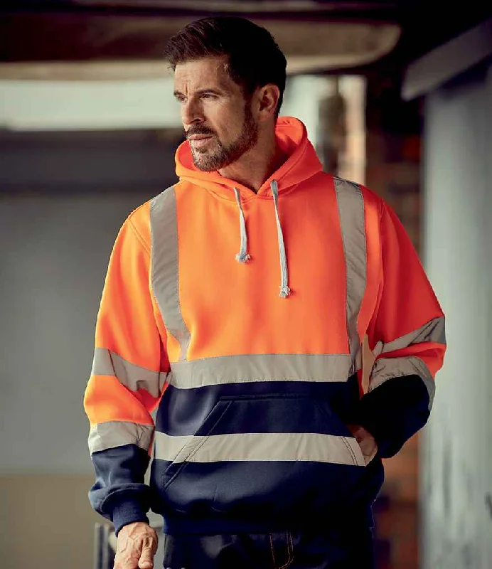 Yoko Hi-Vis Pull Over Hoodie | Orange/Navy