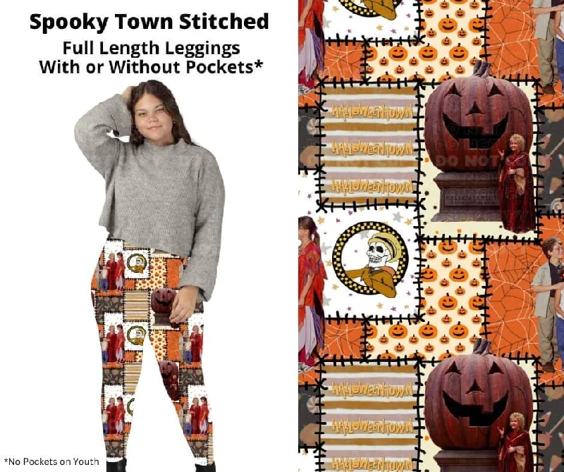 Spooky Town Stitched Full Length Leggings w/ Pockets