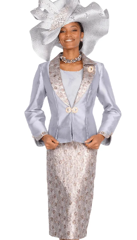 Elite Champagne Church Suit 5912-Silver Grey