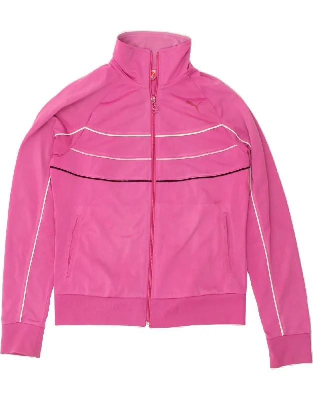 PUMA Womens Tracksuit Top Jacket UK 14 Large Pink Polyester