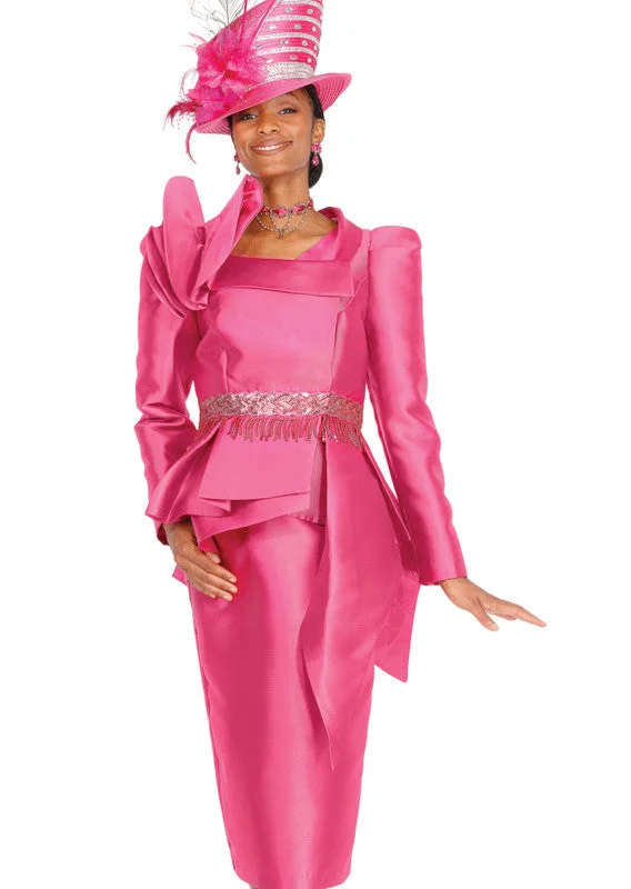 Champagne Italy Church Suit 6022-Fuchsia