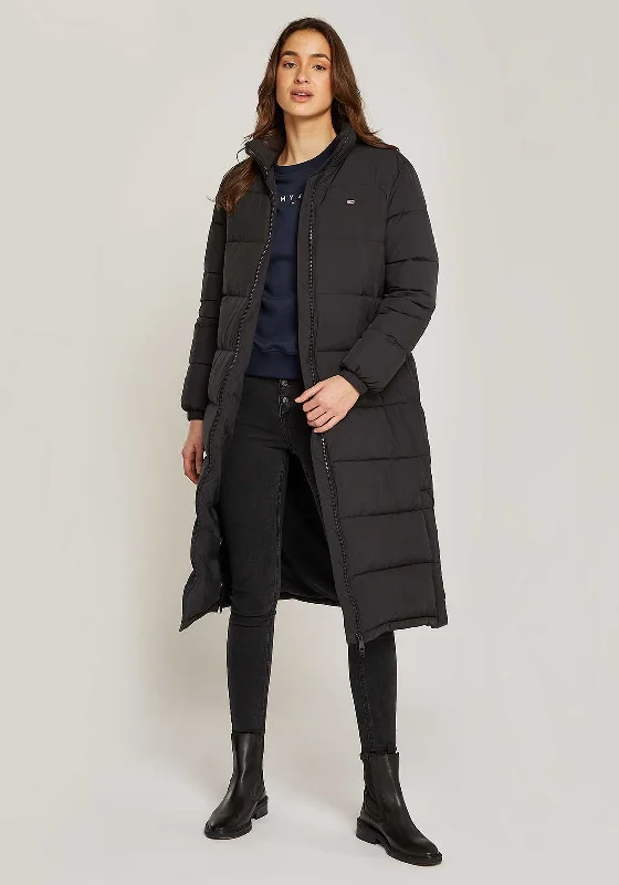 Tommy Jeans Womens Maxi Essential Puffer Long Coat, Black