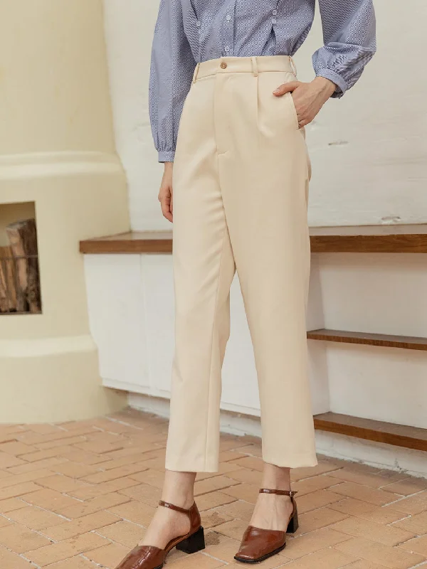 【Final Sale】Nora Straight Suit Pants - Milky White