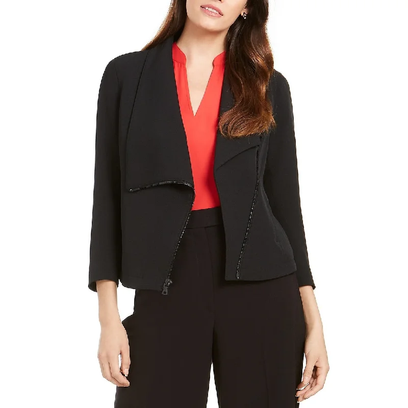 Anne Klein Women's Asymmetrical Zippered Blazer Black Size 14