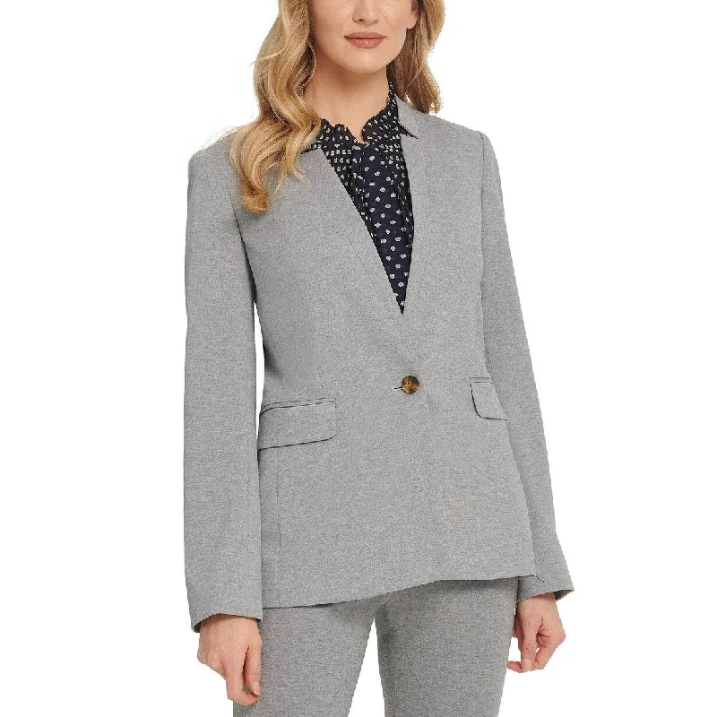 DKNY Women's Notch Collar One Button Blazer Grey Size 6