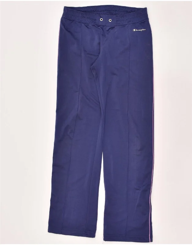 CHAMPION Womens Tracksuit Trousers UK 12 Medium Navy Blue Polyester