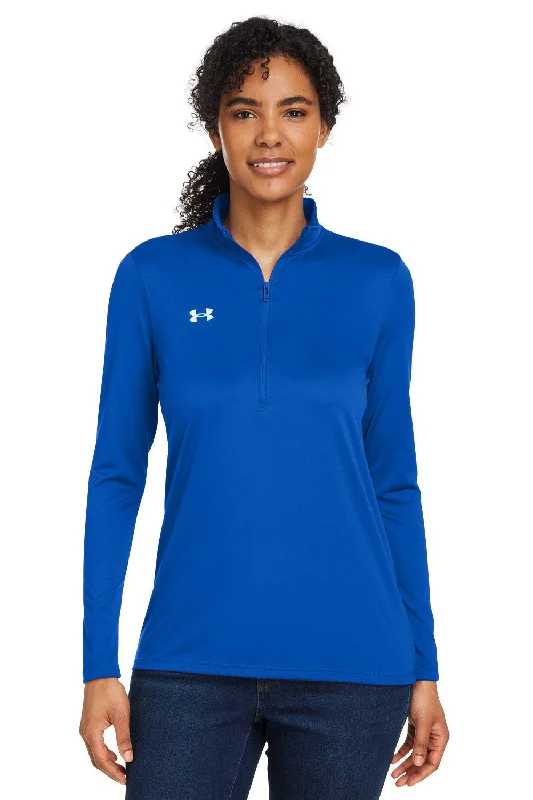 Under Armour Womens Team Tech Moisture Wicking 1/4 Zip Sweatshirt - Royal Blue