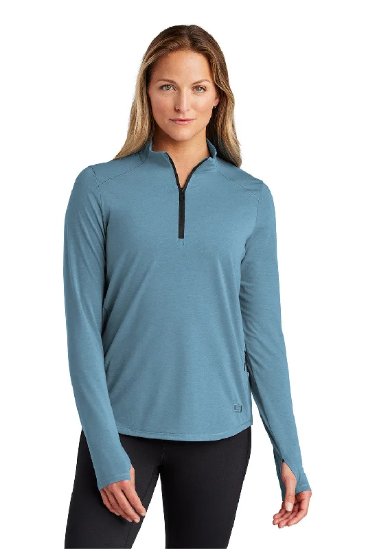 Ogio Womens Motion Moisture Wicking 1/4 Zip Sweatshirt w/ Pocket - Mist Blue - New