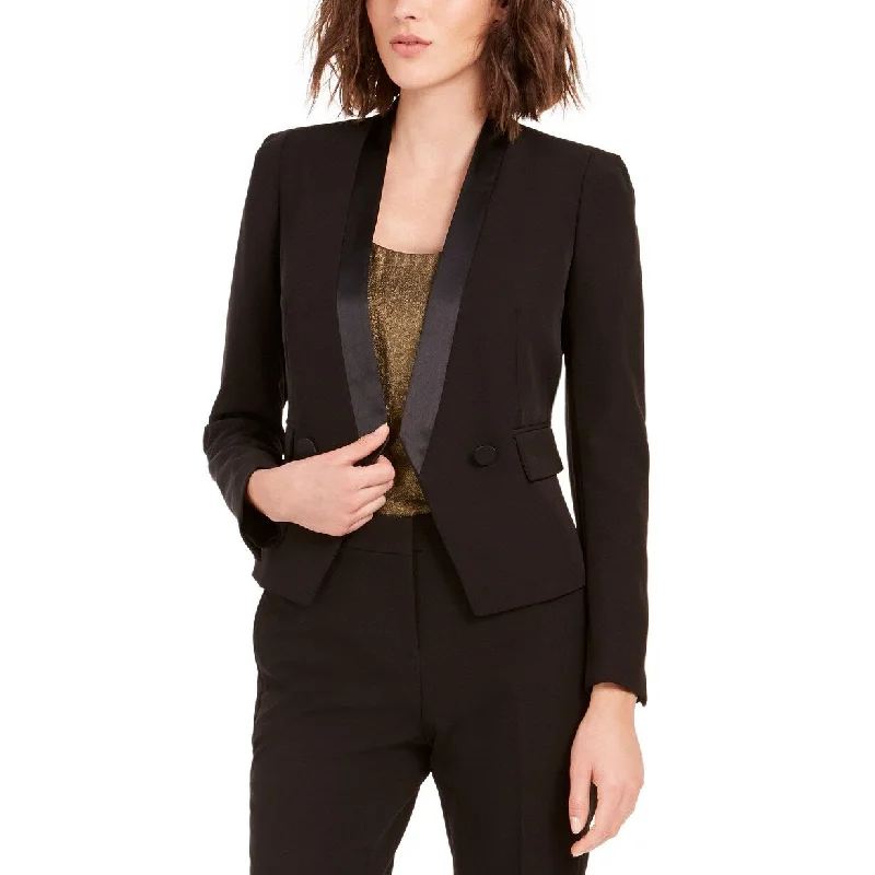 Bar III Women's Open-Front Double-Breasted Blazer Black Size 6