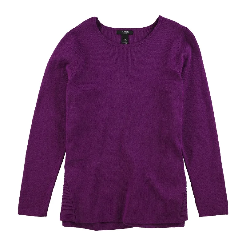 Alfani Womens Ribbed Knit Sweater, Purple, Small