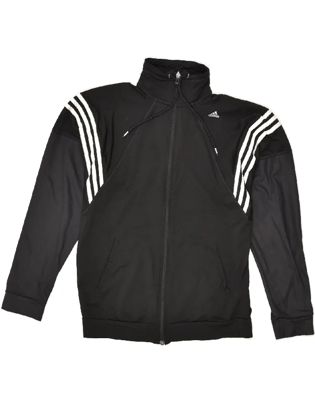 ADIDAS Womens Tracksuit Top Jacket UK 12/14 Medium Black Colourblock