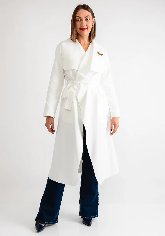 Serafina Collection One Size Belted Coat, White