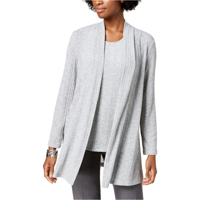 Kasper Womens Open-Front Cardigan Sweater, Grey, X-Small