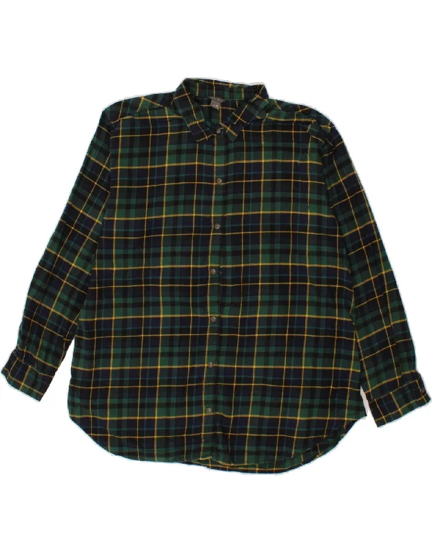 EDDIE BAUER Womens Shirt UK 18 XL Green Check Cotton