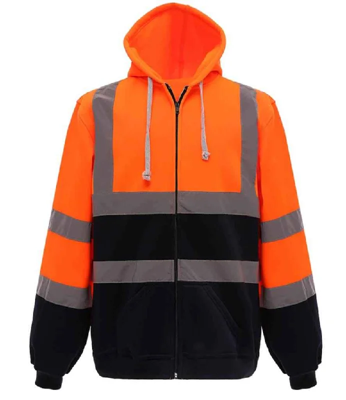 Yoko Hi-Vis Zip Hoodie | Orange/Navy