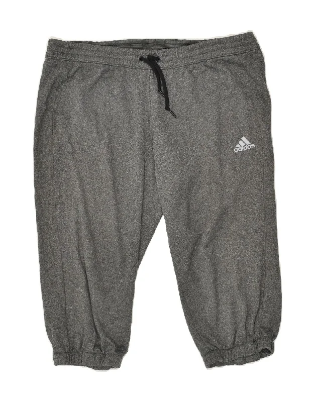 ADIDAS Womens Sport Shorts UK 12/14 Medium Grey Polyester