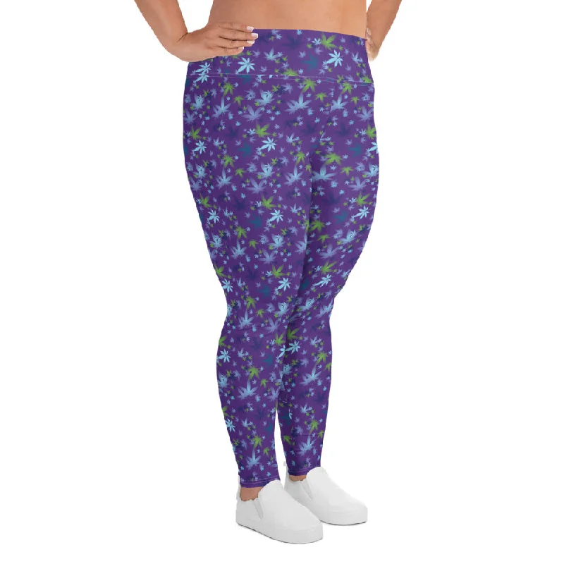 Weed Floral Indigo Plus Size Leggings