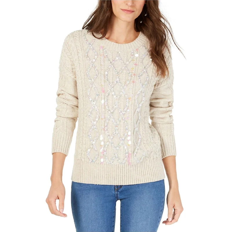 I-N-C Womens Embellished Cable Knit Pullover Sweater