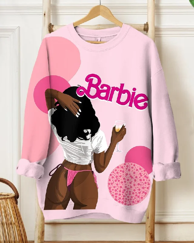 Sexy Coffee Barbie Girl Long Sleeve Sweatshirt