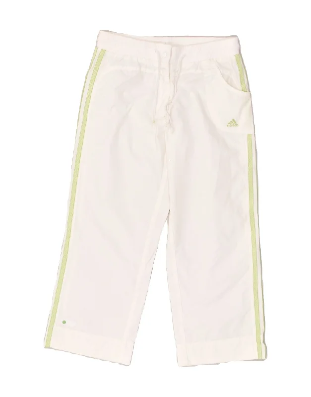 ADIDAS Womens Crop Tracksuit Trousers UK 8 Small White Polyester