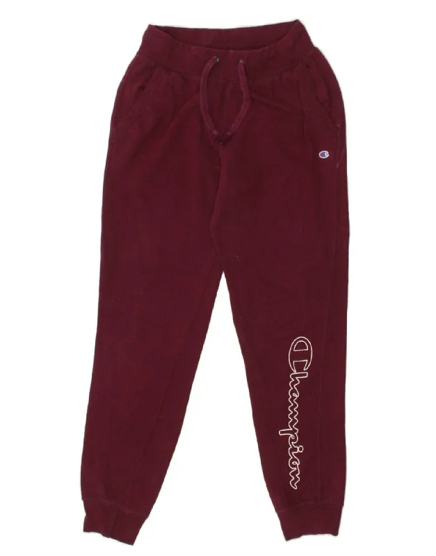 CHAMPION Womens Tracksuit Trousers Joggers UK 8 Small Burgundy Cotton