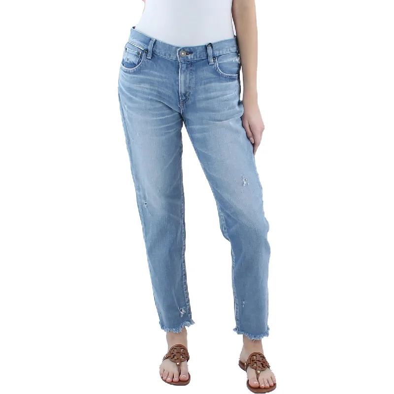 Moussy Vintage Womens Diana Distressed Frayed Hem Skinny Jeans