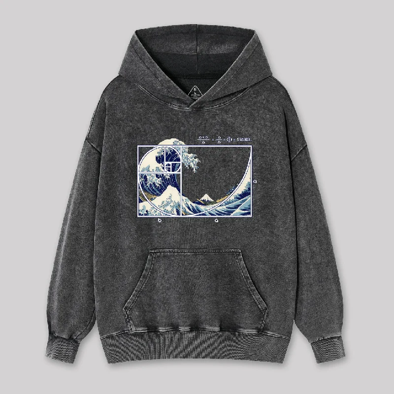 The Great Fibonacci Wave Washed Hoodie