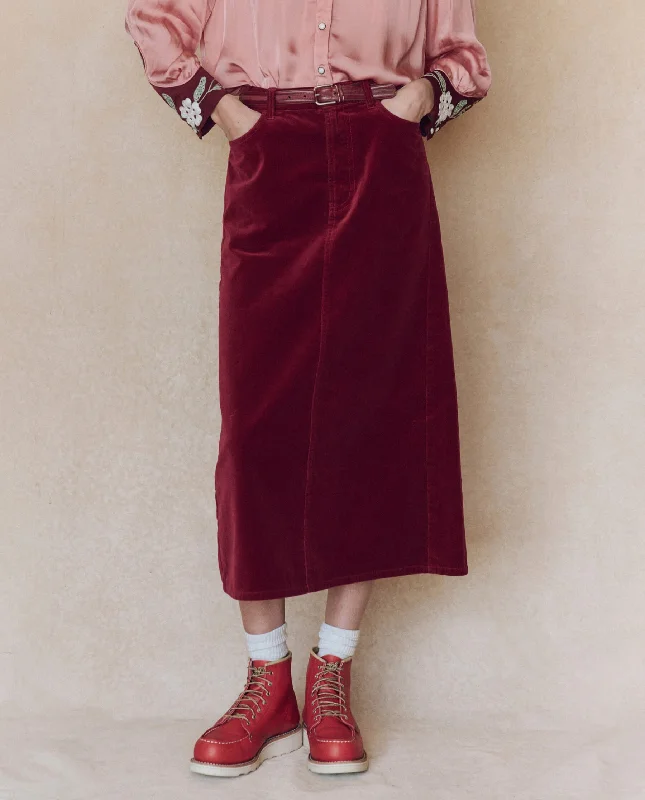 The Velvet Column Skirt. -- Bordeaux