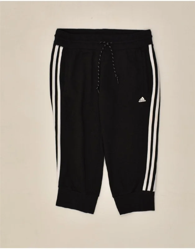 ADIDAS Womens Capri Tracksuit Trousers UK 10 Small Black Polyester