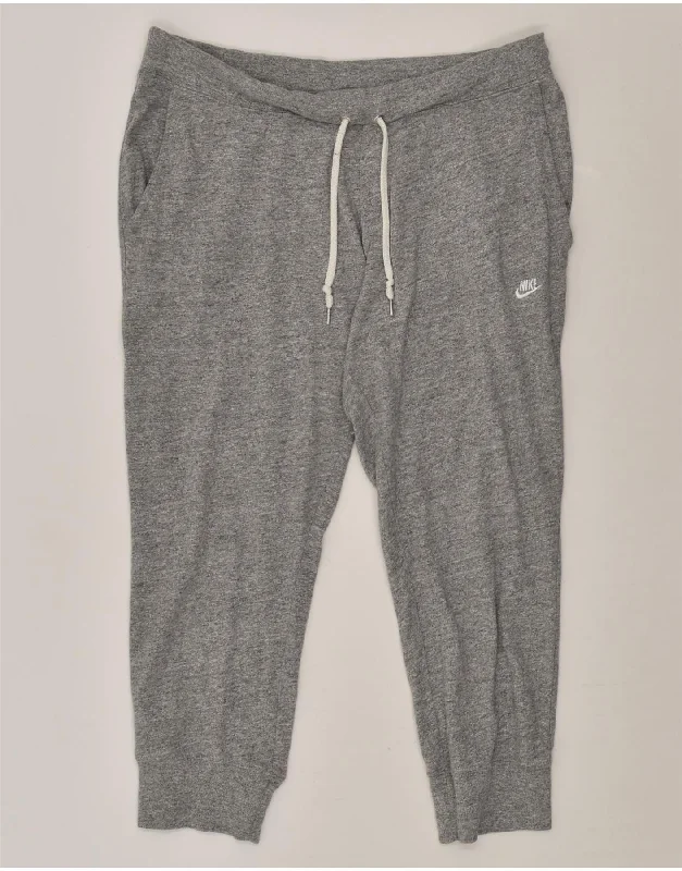 NIKE Womens Tracksuit Trousers Joggers UK 14 Large Grey Cotton