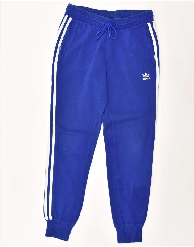 ADIDAS Womens Tracksuit Trousers Joggers UK 8 Small Blue Cotton