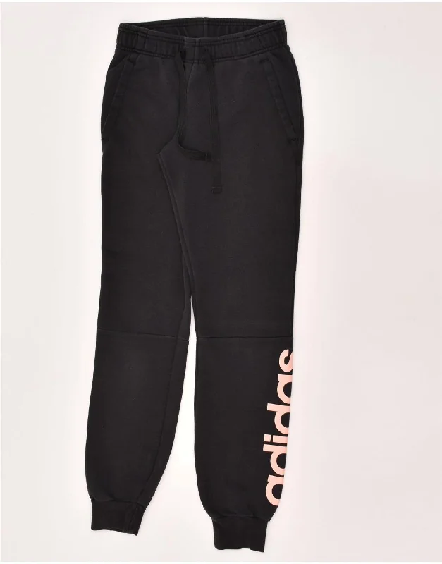 ADIDAS Womens Graphic Tracksuit Trousers Joggers UK 4 XS Black