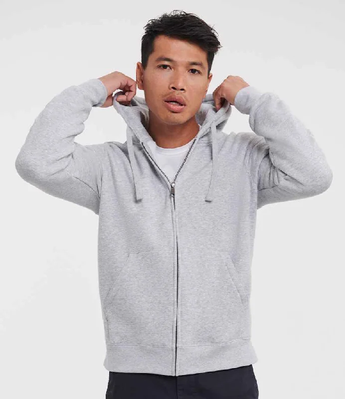 Russell Authentic Zip Hooded Sweatshirt | Light Oxford