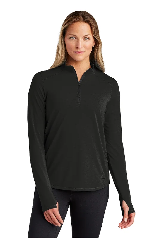 Ogio Womens Motion Moisture Wicking 1/4 Zip Sweatshirt w/ Pocket - Blacktop - New