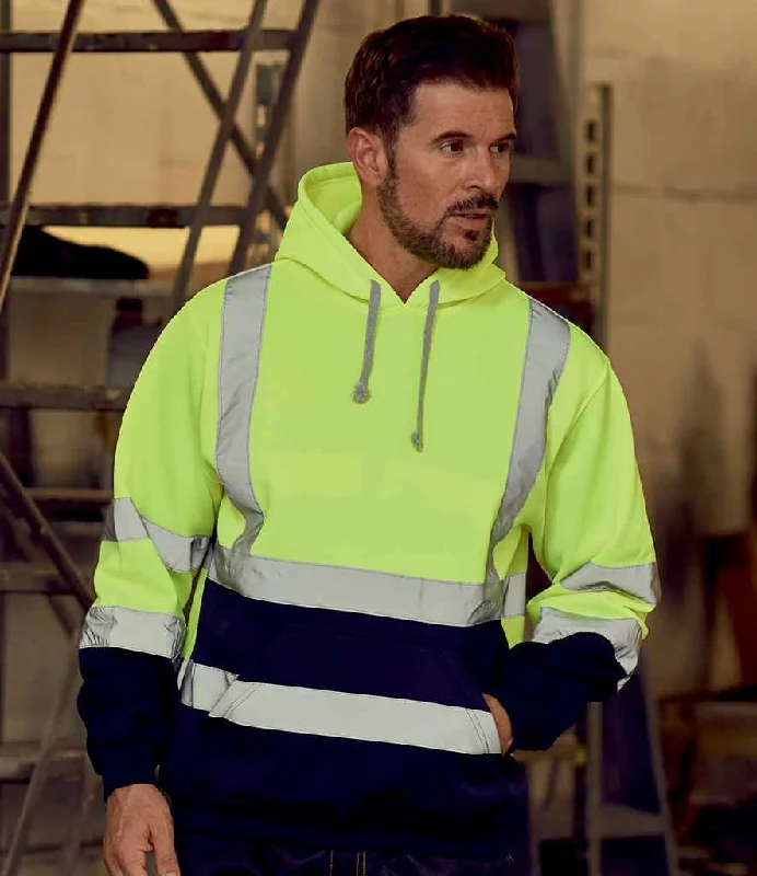 Yoko Hi-Vis Pull Over Hoodie | Yellow/Navy